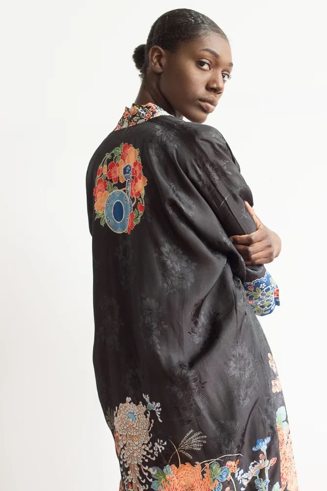 1920s Japanese Jacquard Silk Pongee Robe — Wayward Collection 1920s Japanese Jacquard Silk Pongee Robe — Wayward Collection